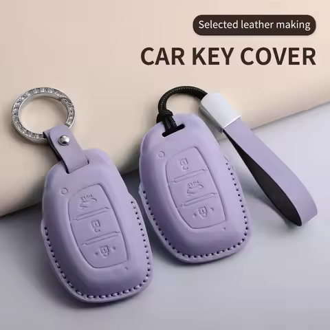 For Hyundai Creta Ix35 Ix45 I10 I30 I40 Car Keychain Protective Cover PU Leather Car Key Case Cover