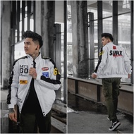 RA CLOTH JAKET NASCAR SKULL PUTIH HITAM SALVIO HEXIA