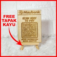 RM11.90 |A6 Custom Engraved Wooden QR Code Stand | Free Stand Kayu  | Engrave QR E-Wallet (DuitNow/G