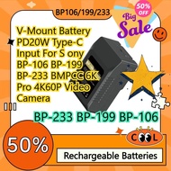 V-Mount Battery PD20W Type-C Input For S ony BP-106 BP-199 BP-233 BMPCC 6K Pro 4K60P Video Camera