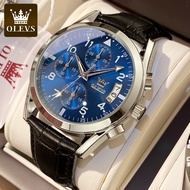 OLEVS jam tangan pria dewasa original anti air 2024 mewah kronograf multifungsi kalender bercahaya jam tangan cowok-jam tangan pilot