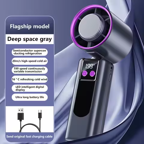 199-Speed High-speed Cooling Fan USB Charging Digital Display Large Wind Turbine Handheld Portable F