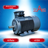 SEAMO IE3 Motor 1-4HP 0.75-3kW 6P 3 Phase Industrial Electric Motor IP55 Class F 415V
