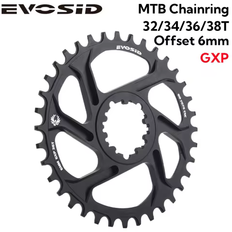 EVOSID Mountain Bike Chainring 3-nail Offset 6mm Chainwheel 32/34/36/38T Disc MTB Bicycle Chain Whee