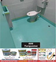 006 TURQUOISE FULL SET Epoxy Floor Coating ( FREE Tool Set ) ( Heavy Duty ) 1L PRIMER+1L EPOXY+0.5 KG ANTI-SLIP POWDER