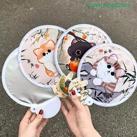 [CL]Portable Cartoon Folding Fan Kawaii Creative Foldable Fan Cool Summer Hand Fan Flying Disk Pocke