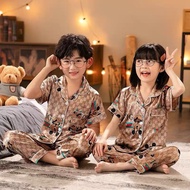 Silk Terno Pajama Long Pants Silk Sleepwear Set For Kids(1Set)