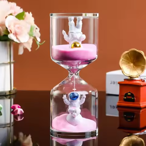 5/10/30/60 Min Creative Astronaut Sand Clock Hourglass Timer Transparent Glass Gifts As Delicate Hom
