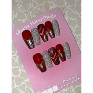 Red Gel Nails Hologram Powder Polish