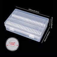 50Pc 41mm Coin Capsules Box with Inner Cushions Plastic Storage Protection Case