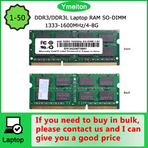 Ymeiton DDR3 1-50 PCS Laptop Universal Memory Card DDR3 Memory 1333MHz 1600MHz 4GB 8GB SO-DIMM RAM 2