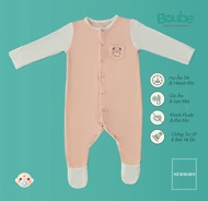 Bộ liền thân body liền tất phối màu cho em bé sơ sinh Boube vải sợi tre Bamboo thông minh thoải mái