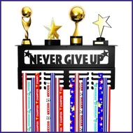 Race Trophy Display Metal with Hooks Shelf Race Award Hanger Storage Rack for Soccer Swimming Sports