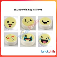 Brickphils Printed Tile - 1x1 Round Emoji Patterns