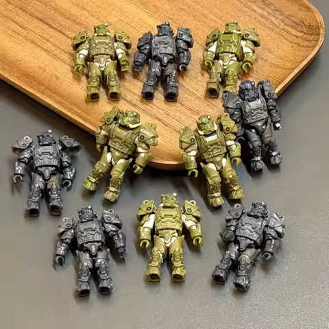 New Mega Construx Fall-out Series T-60 Power Armor Military Green Blue Umber Brown Moveable Figures 