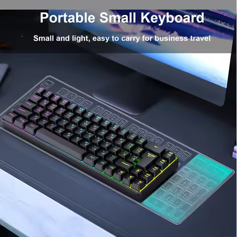 Gaming Keyboard Russian English Dual Language Keyboard 68-Key RGB Backlit Gaming Mechanical Keyboard