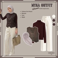 4-in-1 Women's Suit {Vest+Cuff+O Pants+Hijab}One Set Korean Style|Fashion TrendyWanita_SR192