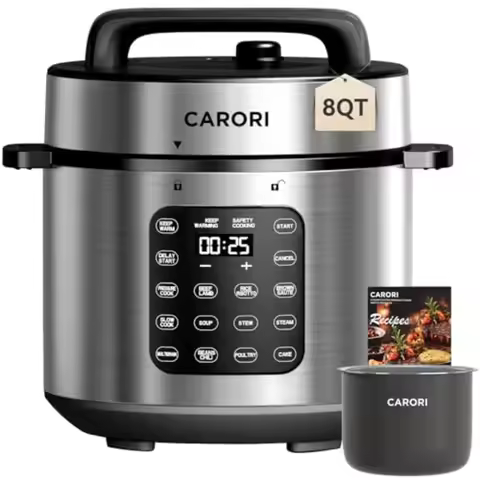 9-in-1 Electric Pressure Cooker 1000W Instant Multi-Cooker with IMD Touchscreen Silver 8 Qt Non-Stic