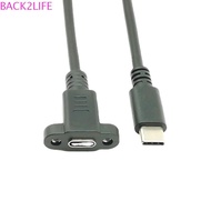 BACK2LIFE Type C Extension Cable Panel Fixation Black With Screw Hole USB3.1 Panel Mount Male To Fem
