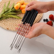 [herebuy] 6 Pcs Fondue Forks Stainless Steel Corrosion Resistant Long Forks For Cake Chocolate Fruits Cheese Fondue
