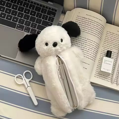 Korea Style Puppy Pencil Case Soft Plush School Stationary Big Capacity Pen Bag For Student Kawaii S