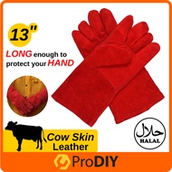 13" Welding Glove Red Cow Skin Leather Hand Glove (1Pairs / 2Pcs) For General Work