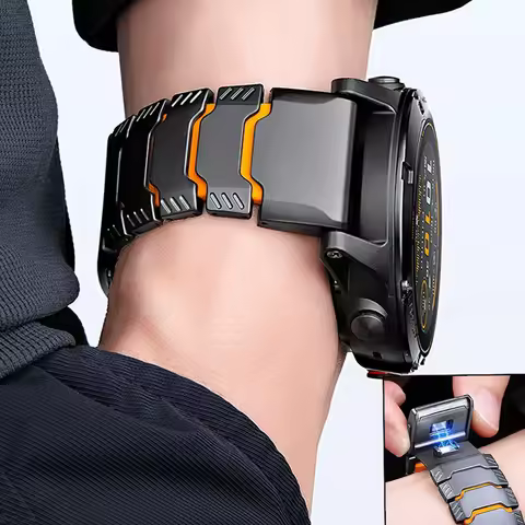 Titanium Silicone Magnetic Band for Garmin Watch Fenix 8 7X Pro 6X Enduro 3 Strap For Garmin Tactix 