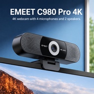 EMEET C980 Webcam PRO 3-in-1 4K with Microphone and Speaker 60°-98° Wide Angle Webcam w/ 4 Noise Can