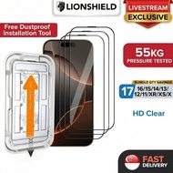 (LIVE Exclusive) LionShield iPhone Screen Protector 17 Pro Max/16/15/14/13/12/11 Tempered Glass (Cle