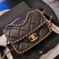 ‼️25年新款🆕Chanel黑金滾邊方胖子鏈條包手提斜挎包