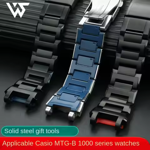 For Casio MTG-B1000 MTG-B2000 Watch Strap G-SHOCK Steel Heart Precision Steel Watch Strap Chain Blue