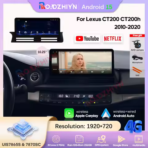 10.25″ Wireless Android Auto Car Multimedia Video Player for Lexus CT200 CT200h 2010-2020 GPS Naviga