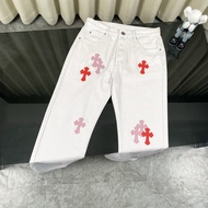 C *.H Original Label 1: 1 Leather White Dark Light Pink Leather Label Jeans Men's Pants Great Value