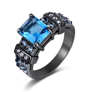 Blue Sapphire 6.0CT Black 18K Gold Filled Women's Ring