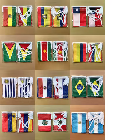 South America bunting flags 14x21cm 20pcs/package polyester fabric - all South America national stri