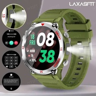 นาฬิกาอัจฉริยะ LAXASFIT ใหม่สำหรับผู้ชาย หน้าจอ HD 360*360 นาฬิกา Fiess ไฟฉาย LED นาฬิกาอัจฉริยะสำหร