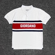 GIORDANO POLOSHIRT GRDANO RED STRIP Baju Polo dengan Desain Garis Merah dan Putih di Dada Tangan Tan