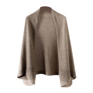 Women Knitting Shawl Collarless Long Sleeve Open Front Solid Color Sweater Coat Loose Fit Knitting C