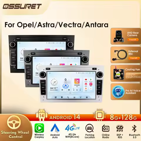 8+128G Carplay Android 14 2 Din Car Radio Stereo GPS for Opel Astra H G J Antara Vectra C Zafira B V