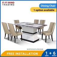 Ariel Marble Dining Set/ Marble Dining Table/ Meja Makan 6 Kerusi/ Meja Makan Marble/ Meja Makan Set