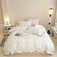 Taiwan Ready Stock 2025 Cloud Cotton Embroidered Lace Style Four-Piece Set Double Standard/Double Pl