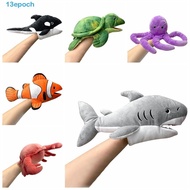EPOCH Sea Animal Puppets, Movable Mouth Hand Doll Plush Shark Puppet, Birthday Gift Turtle Whale Tel