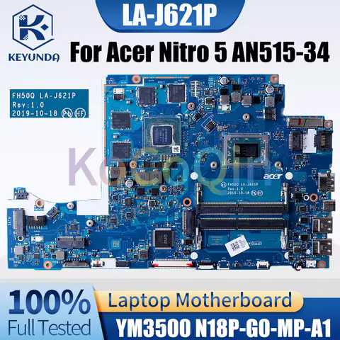LA-J621P For Acer Nitro 5 AN515-34 Notebook Mainboard YM3500 N18P-G0-MP-A1 GTX1650 NBQ6Z1100 DDR4 La