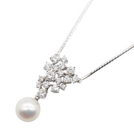 สร้อยคอ TASAKI [มือสอง] สร้อยคอเพชรและไข่มุกอะโกย่า เส้นรอบคอ 42 ซม. แพลทินัม Pt900, แพลทินัม Pt850 