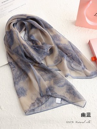 Lagur Mulberry ผ้าไหม ผ้าพันคอ 100% ของแท้บางพืชย้อมผ้าคลุมไหล่สี่เหลี่ยมผืนผ้ายาว น้ำหนักเบา ของขวั