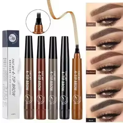 2 Pack 4 Point Eyebrow Pen 4 Prong Tip Eyebrow Pen 4 Fork Eyebrow Pencil Waterproof Liquid Eyebrow P