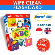 ABC - Flash Card Wipe Clean Seri ABC Flashcard Alfabet Huruf GRATIS SPIDOL dan RING