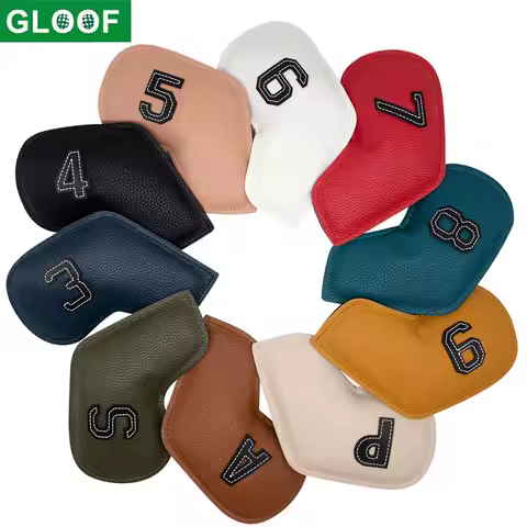 10pcs/set Golf Iron Headcover 3-9,P,S,A, Club Head Cover Embroidery Number Case Sport Golf Training 