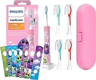Kids Toothbrush Replacement Heads (2pcs Blue &amp; 2pcs Red 7years Old +) for Philips Sonicare Kids Electric Toothbrush Pink | Toothbrush Travel Case Pink | 4 pcs Reusable Head Covers