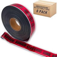 ACE Supply Buried Electrical Line Caution Tape - 6 Roll Pack - Detectable Underground Tape - 2 Inch